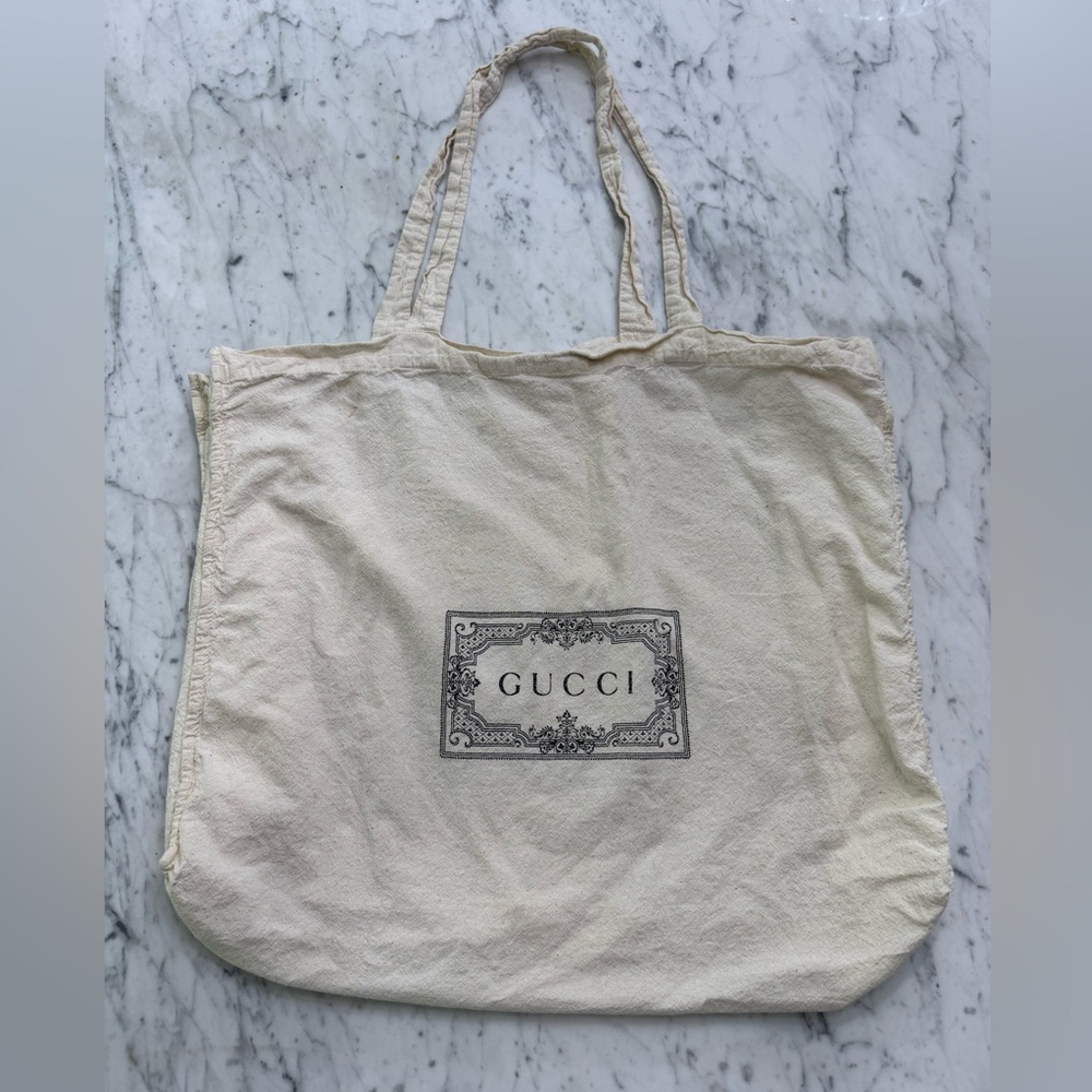 GUCCI Dust Bag Tote 20"×15"×6.5" Natural Cotton Handle Reusable Authentic - Picture 2 of 3